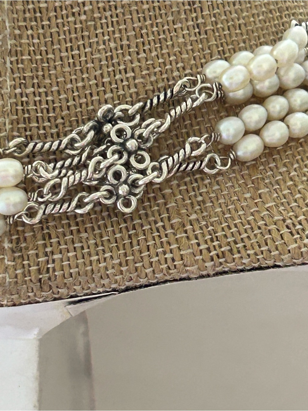 Silpada Sterling Silver flower Multi-Strand Pearl choker retired - Picture 7 of 8